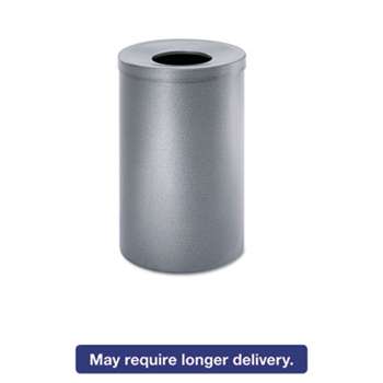 SAFCO PRODUCTS Open-Top Waste Receptacle, Round, Steel, 35gal, Black Speckle