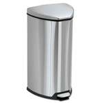 SAFCO PRODUCTS Step-On Waste Receptacle, Triangular, Stainless Steel, 7gal, Chrome/Black