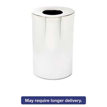 SAFCO PRODUCTS Reflections Open-Top Receptacle, Round, Steel, 35gal, Chrome/Black