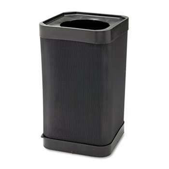 SAFCO PRODUCTS At-Your Disposal Top-Open Waste Receptacle, Square, Polyethylene, 38gal, Black