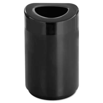 SAFCO PRODUCTS Open Top Round Waste Receptacle, Steel, 30gal, Black
