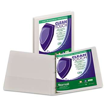 SAMSILL CORPORATION Clean Touch Locking Round Ring View Binder, Antimicrobial, 1/2" Cap, White