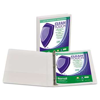 SAMSILL CORPORATION Clean Touch Locking Round Ring View Binder, Antimicrobial, 1" Cap, White