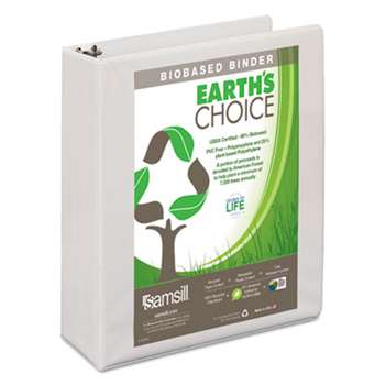 SAMSILL CORPORATION Earth's Choice Biobased Round Ring View Binder, 2" Cap, White