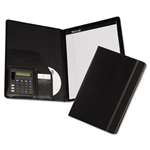 SAMSILL CORPORATION Slimline Padfolio, Leather-Look/Faux Reptile Trim, Writing Pad, Black