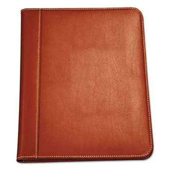 SAMSILL CORPORATION Contrast Stitch Leather Padfolio, 8 1/2 x 11, Leather, Tan