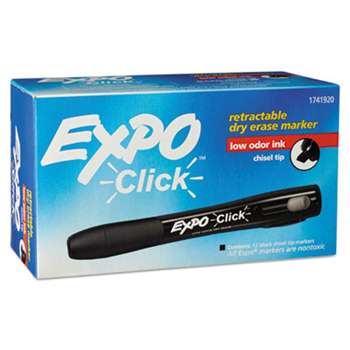 SANFORD Click Dry Erase Markers, Chisel Tip, Black, Dozen