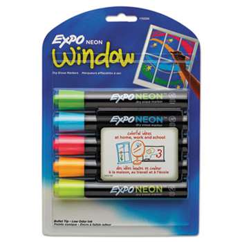 SANFORD Neon Dry Erase Marker, Bullet Tip, Assorted, 5/Set