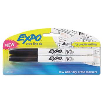 SANFORD Low-Odor Dry-Erase Marker, Ultra Fine Point, Black, 2/Pack