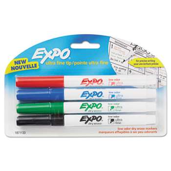 SANFORD Low-Odor Dry-Erase Marker, Ultra Fine Point, Assorted, 4/Pack