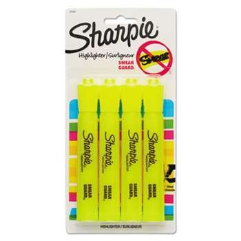 SANFORD Accent Tank Style Highlighter, Chisel Tip, Fluorescent Yellow, 4/Set