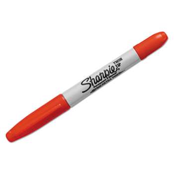 SANFORD Twin-Tip Permanent Marker, Fine/Ultra Fine Point, Red