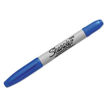 SANFORD Twin-Tip Permanent Marker, Fine/Ultra Fine Point, Blue