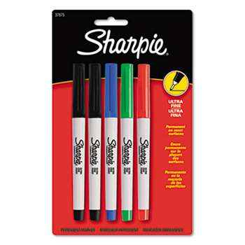 SANFORD Permanent Markers, Ultra Fine Point, Assorted Colors, 5/Set