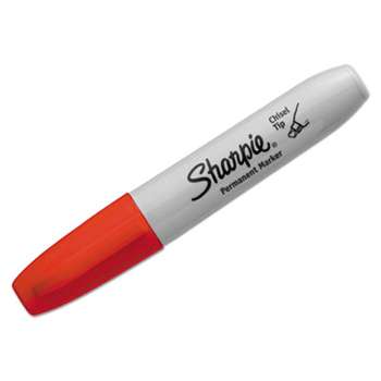 SANFORD Permanent Marker, 5.3mm Chisel Tip, Red, Dozen