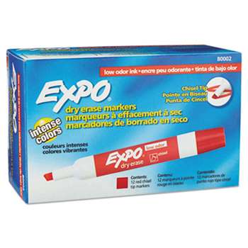 SANFORD Low Odor Dry Erase Marker, Chisel Tip, Red, Dozen