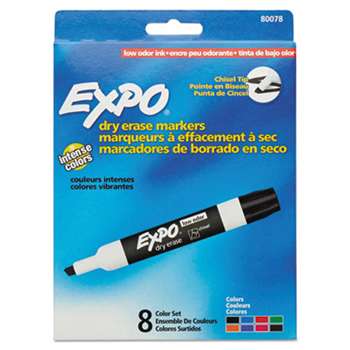 SANFORD Low Odor Dry Erase Marker, Chisel Tip, Assorted, 8/Set