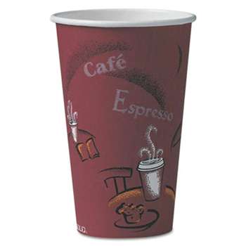 SOLO CUPS Bistro Design Hot Drink Cups, Paper, 16oz, Maroon, 1000/Carton