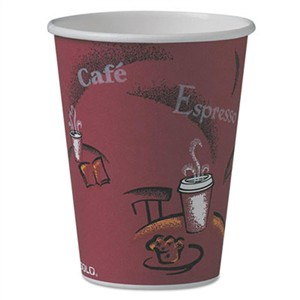 SOLO CUPS Bistro Design Hot Drink Cups, Paper, 12oz, Maroon, 50/Pack