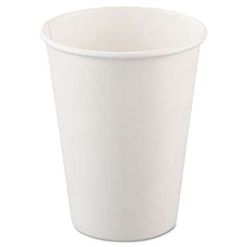 SOLO CUPS Single-Sided Poly Paper Hot Cups, 12oz, White, 50/Bag, 20 Bags/Carton