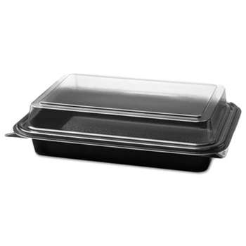SOLO CUPS Carryout Hinged Plastic Deli Boxes, 6.2 x 8.7 x 2.2, Black/Clear, 200/Carton