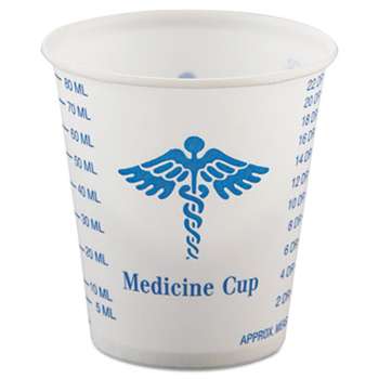 SOLO CUPS Paper Medical & Dental Graduated Cups, 3oz, White/Blue, 100/Bag, 50 Bags/Carton