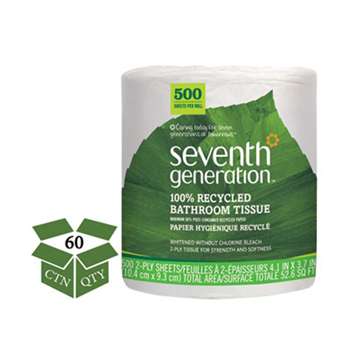 SEVENTH GENERATION 100% Recycled Bathroom Tissue, 2-Ply, White, 500 Sheets/Jumbo Roll, 60/Carton