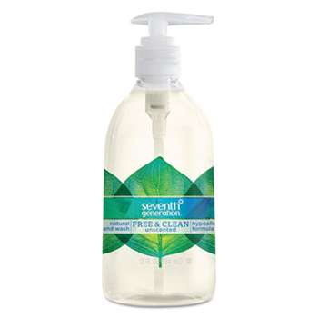 SEVENTH GENERATION Natural Hand Wash, Free & Clean, Unscented, 12 oz Pump Bottle