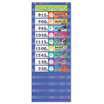 SCHOLASTIC INC. Daily Schedule Pocket Chart, 13 x 33, Blue/Clear