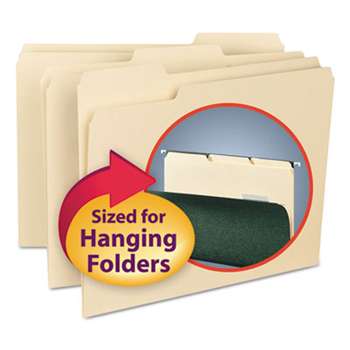 SMEAD MANUFACTURING CO. Interior File Folders, 1/3 Cut Top Tab, Letter, Manila, 100/Box