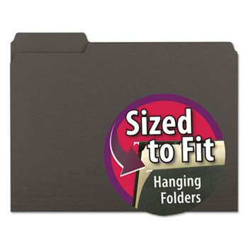 SMEAD MANUFACTURING CO. Interior File Folders, 1/3 Cut Top Tab, Letter, Black, 100/Box