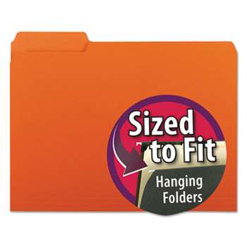 SMEAD MANUFACTURING CO. Interior File Folders, 1/3 Cut Top Tab, Letter, Orange, 100/Box