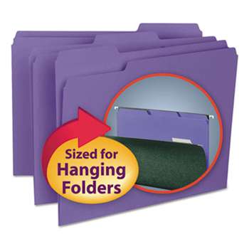 SMEAD MANUFACTURING CO. Interior File Folders, 1/3 Cut Top Tab, Letter, Purple, 100/Box