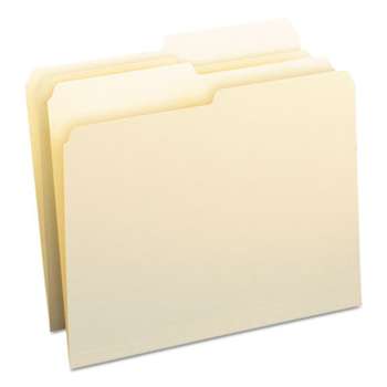 SMEAD MANUFACTURING CO. File Folders, 1/2 Cut, One-Ply Top Tab, Letter, Manila, 100/Box
