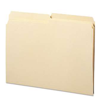 SMEAD MANUFACTURING CO. Folders, 1/2 Cut Assorted, Reinforced Top Tab, Letter, Manila, 100/Box