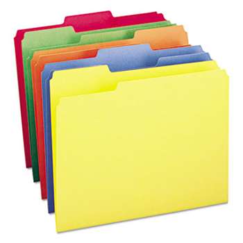 SMEAD MANUFACTURING CO. File Folders, 1/3 Cut Top Tab, Letter, Bright Assorted Colors, 100/Box