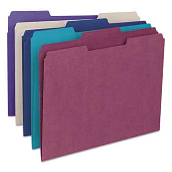 SMEAD MANUFACTURING CO. File Folders, 1/3 Cut Top Tab, Letter, Deep Assorted Colors, 100/Box