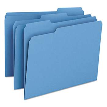 SMEAD MANUFACTURING CO. File Folders, 1/3 Cut Top Tab, Letter, Blue, 100/Box