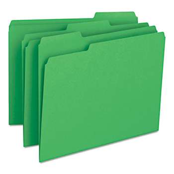 SMEAD MANUFACTURING CO. File Folders, 1/3 Cut Top Tab, Letter, Green, 100/Box