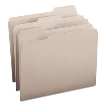 SMEAD MANUFACTURING CO. File Folders, 1/3 Cut Top Tab, Letter, Gray, 100/Box