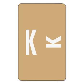 SMEAD MANUFACTURING CO. Alpha-Z Color-Coded Second Letter Labels, Letter K, Light Brown, 100/Pack