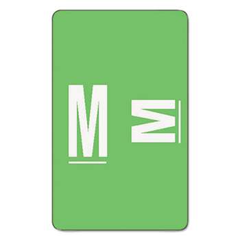 SMEAD MANUFACTURING CO. Alpha-Z Color-Coded Second Letter Labels, Letter M, Light Green, 100/Pack