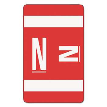 SMEAD MANUFACTURING CO. Alpha-Z Color-Coded Second Letter Labels, Letter N, Red, 100/Pack