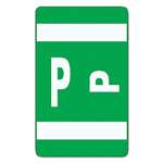 SMEAD MANUFACTURING CO. Alpha-Z Color-Coded Second Letter Labels, Letter P, Dark Green, 100/Pack