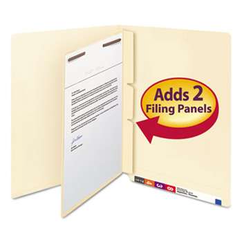 SMEAD MANUFACTURING CO. Manila Self-Adhesive End/Top Tab Folder Dividers, 2-Sections, Letter, 100/Box