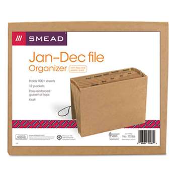 SMEAD MANUFACTURING CO. Jan-Dec Indexed Expanding Files, 12 Pockets, Letter, Kraft