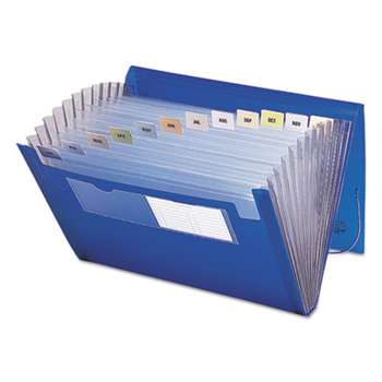 SMEAD MANUFACTURING CO. Expanding File, 12 Pockets, Letter, Blue/Clear