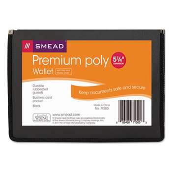 SMEAD MANUFACTURING CO. Poly Premium Wallets, 5 1/4" Exp, Letter, Black