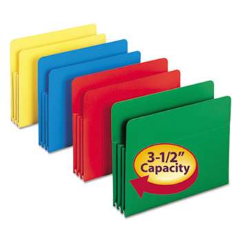 SMEAD MANUFACTURING CO. Exp File Pockets, Straight Tab, Poly, Letter, Assorted, 4/Box