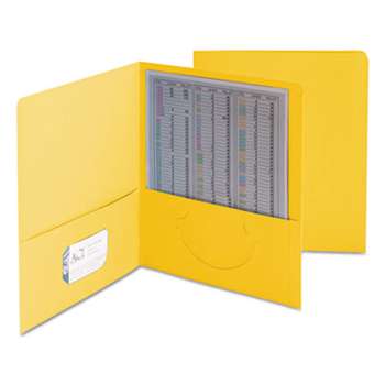 SMEAD MANUFACTURING CO. Two-Pocket Folder, Textured Paper, Yellow, 25/Box